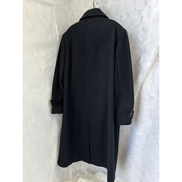 Vintage 90's Womens 24 W Extra LONG black wool maxi coat Jones New York classic - Picture 7 of 12